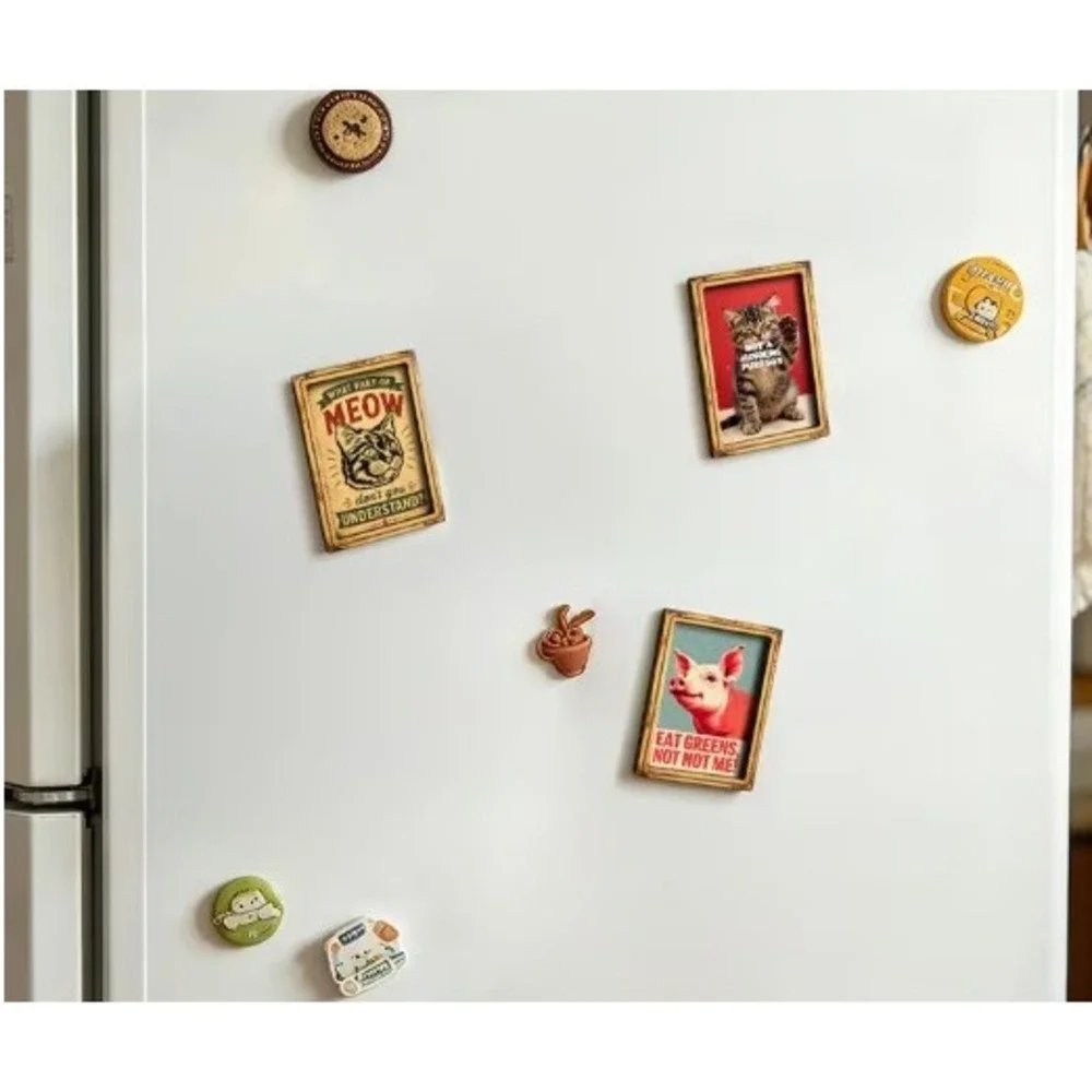 Meow Funny Cat Humor Framed Miniature Magnet New Cute!